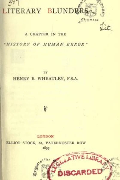 Literary Blunders by Henry B. Wheatley - book cover